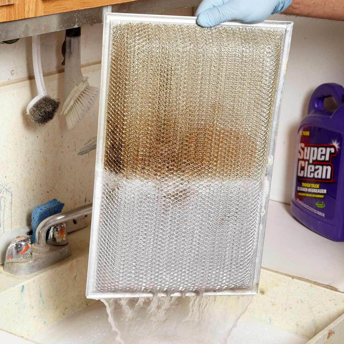 clean a range hood filter